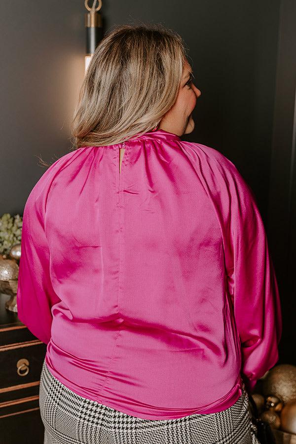 VIP Flight Plans Satin Top in Fuchsia Curves Product Image
