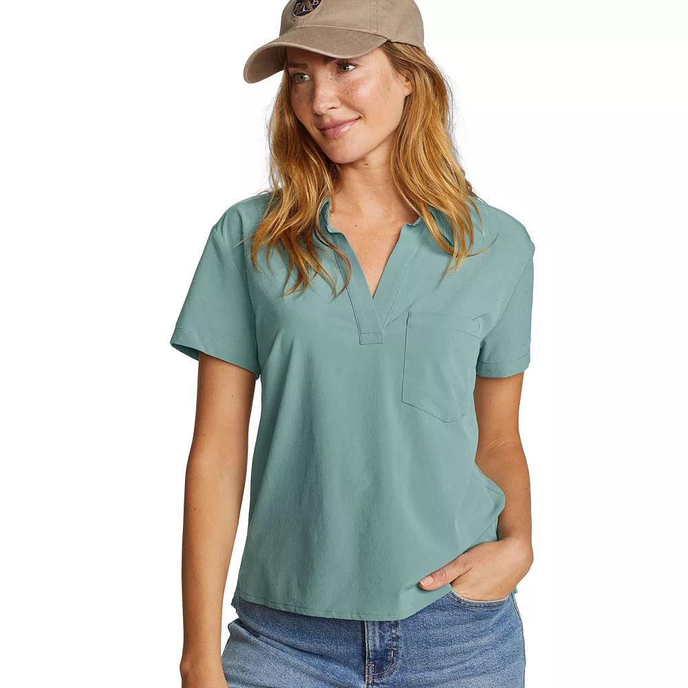 Women's Eddie Bauer Departure Collared V-Neck Tee,  Product Image