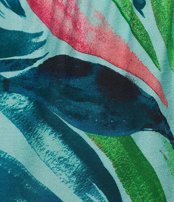 Investments Brushed Tropical Leaves Print Pull-On Wide Leg Crop Pants Product Image