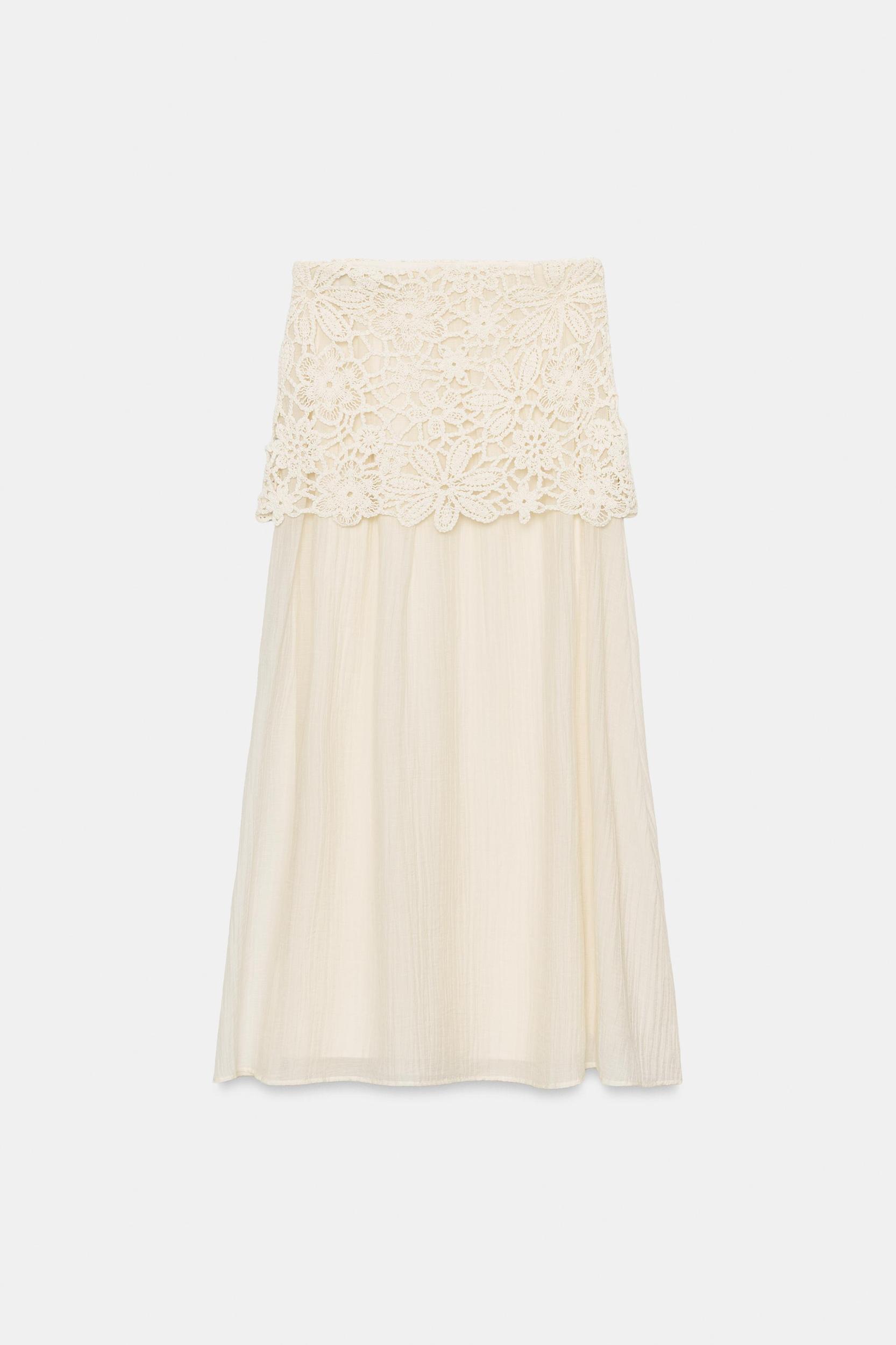 CROCHET COMBINATION MIDI SKIRT Product Image
