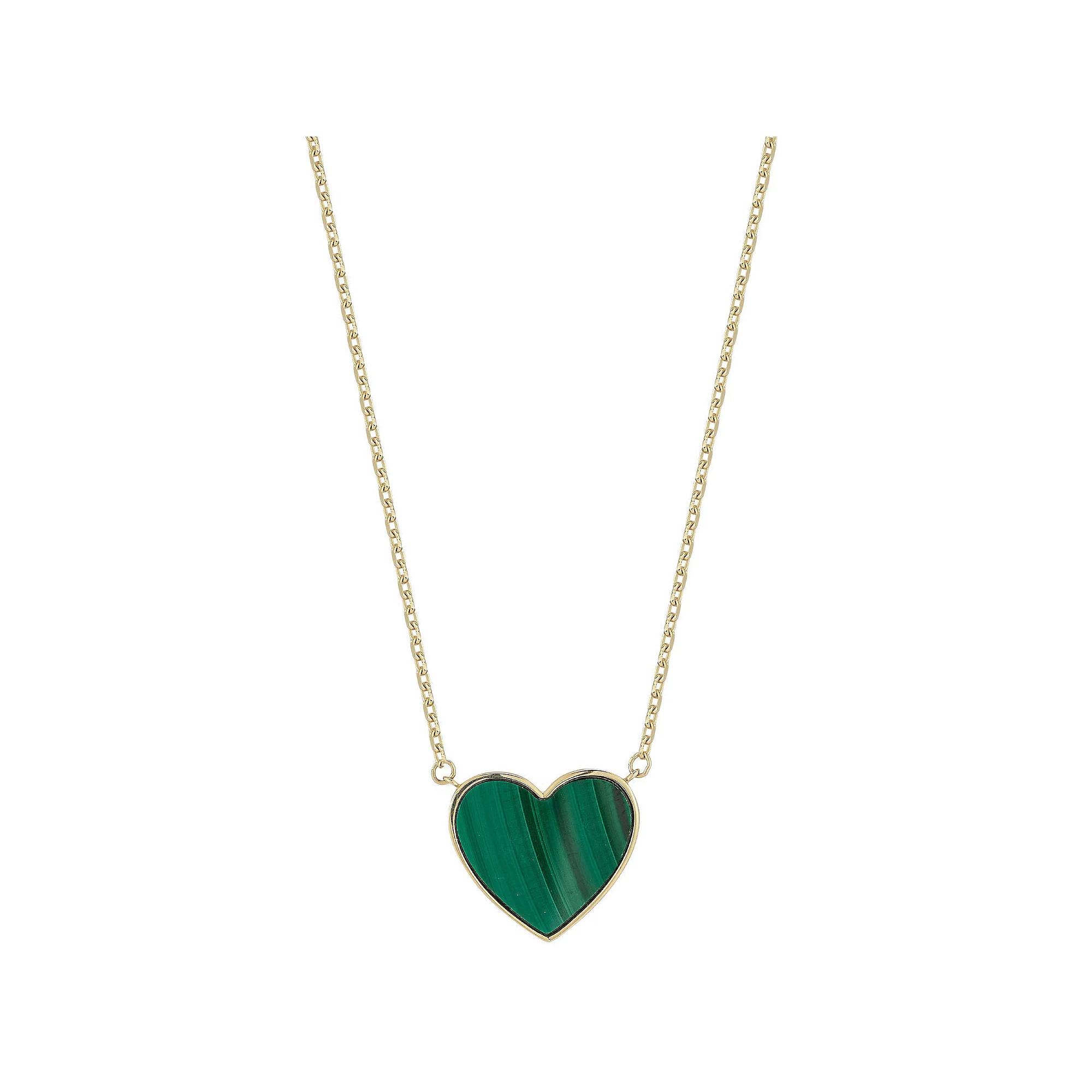 LUMINOR GOLD 14k Gold Malachite Heart Pendant Necklace, Women's, Size: 18" Product Image