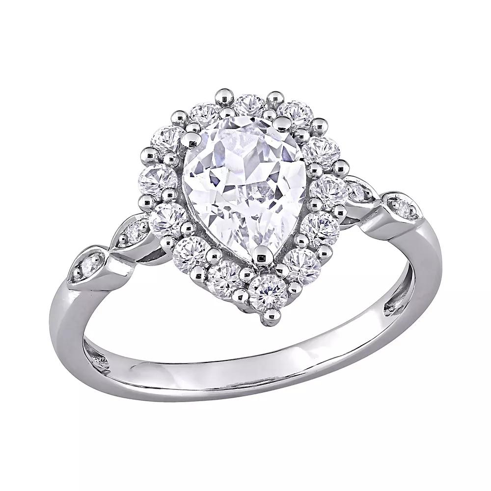 Stella Grace 10K White Gold Lab Created White Sapphire & Diamond Accent Halo Engagement Ring, Women's, Size: 5, 10k Whgold Product Image