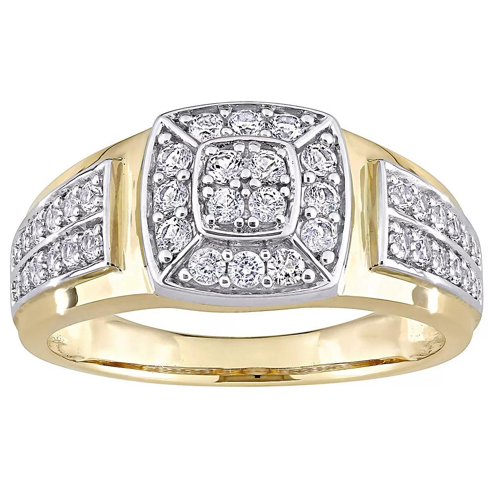 Stella Grace Men's 10k Gold Two Tone Lab-Created White Sapphire Square Ring, Size: 12.50, 10k Two Tone Product Image