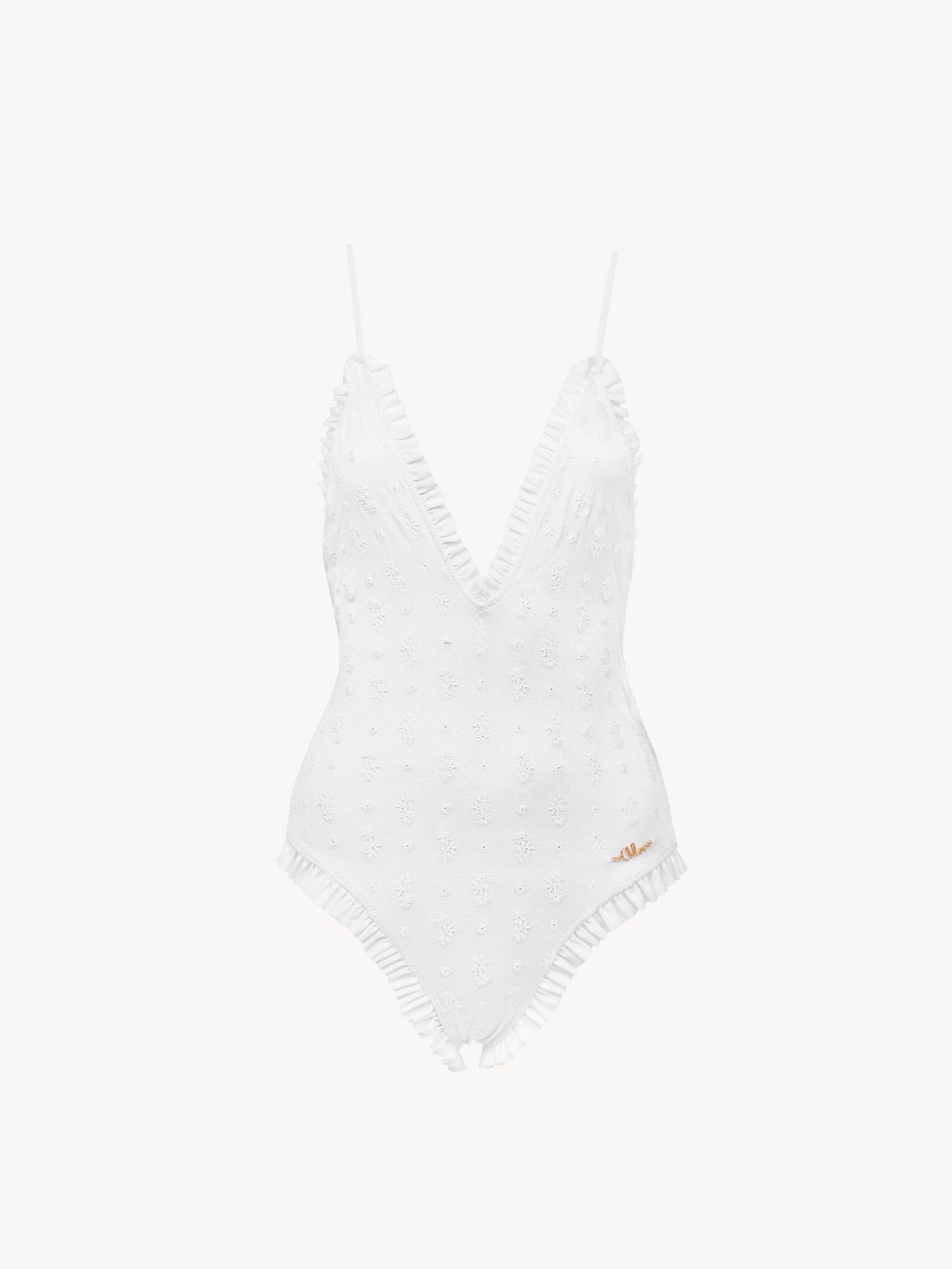 Ruffled V-neck one-piece swimsuit Product Image
