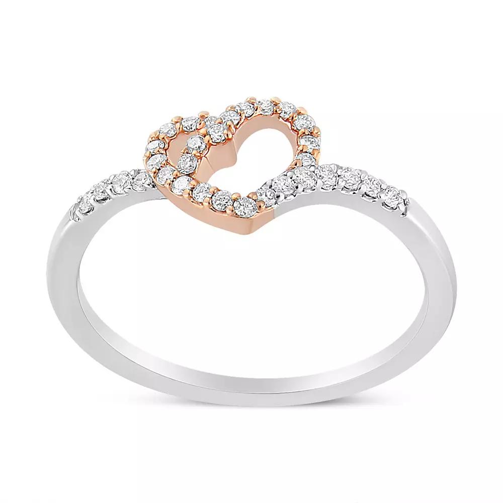 Haus of Brilliance 14k Rose Gold & Sterling Silver 1/5 Carat T.W. Diamond Open Heart Promise Ring, Women's,  Product Image