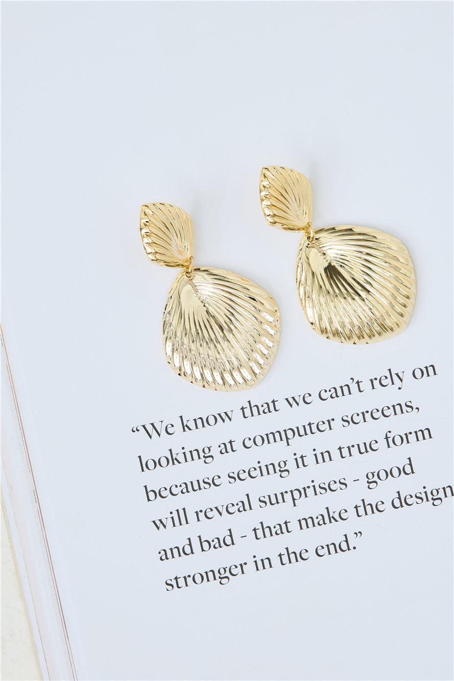 18k Gold Plated Shells Earrings Gold Product Image