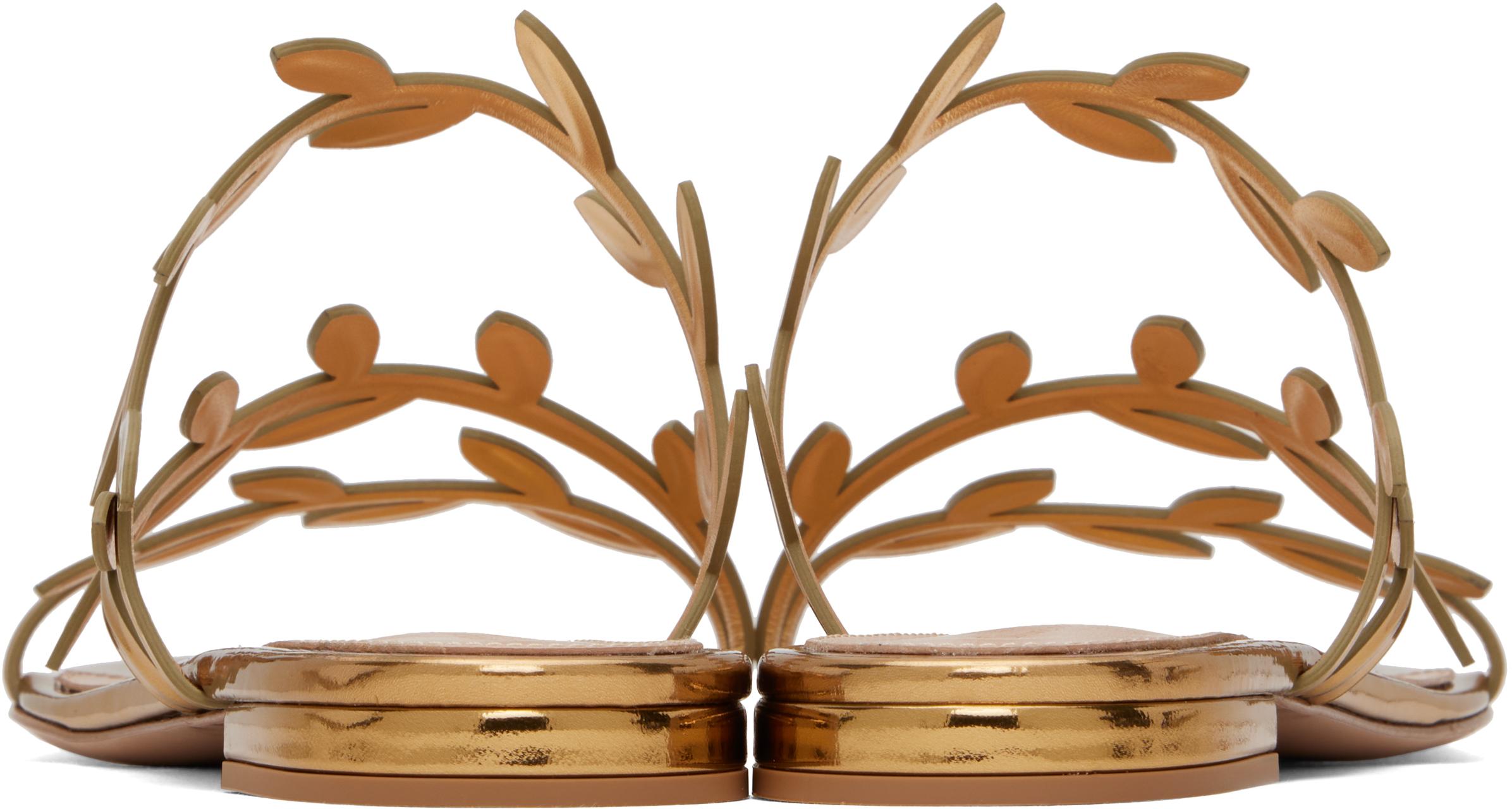 GIANVITO ROSSI Flavia Metallic Leather Sandals In Mekong Product Image