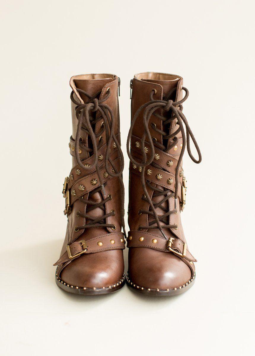 Rowan Leather Combat Boot in Brown Female Product Image