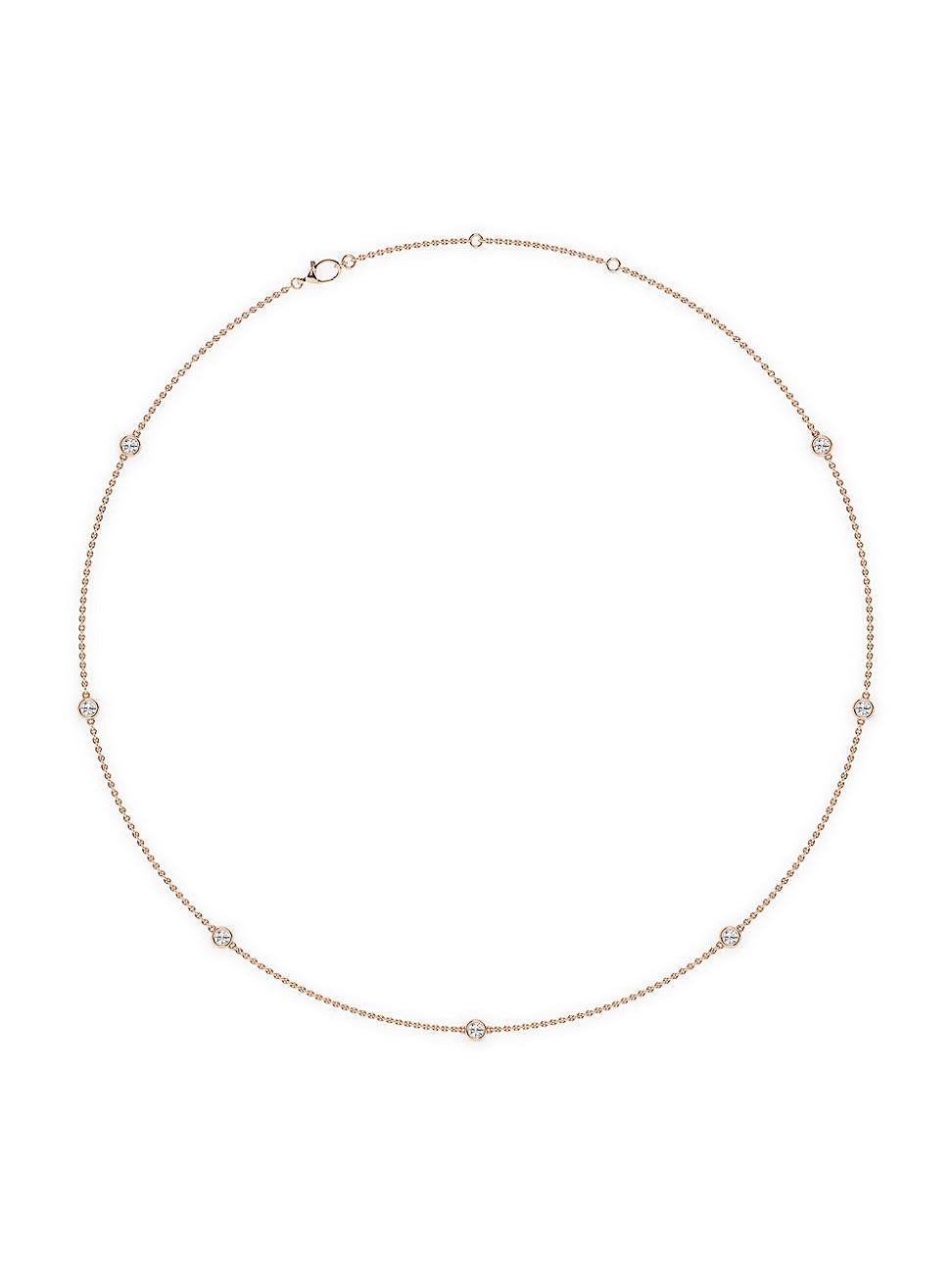 Womens 14K Rose Gold & 7-Diamond Station Necklace/0.70-2.10 TCW Product Image