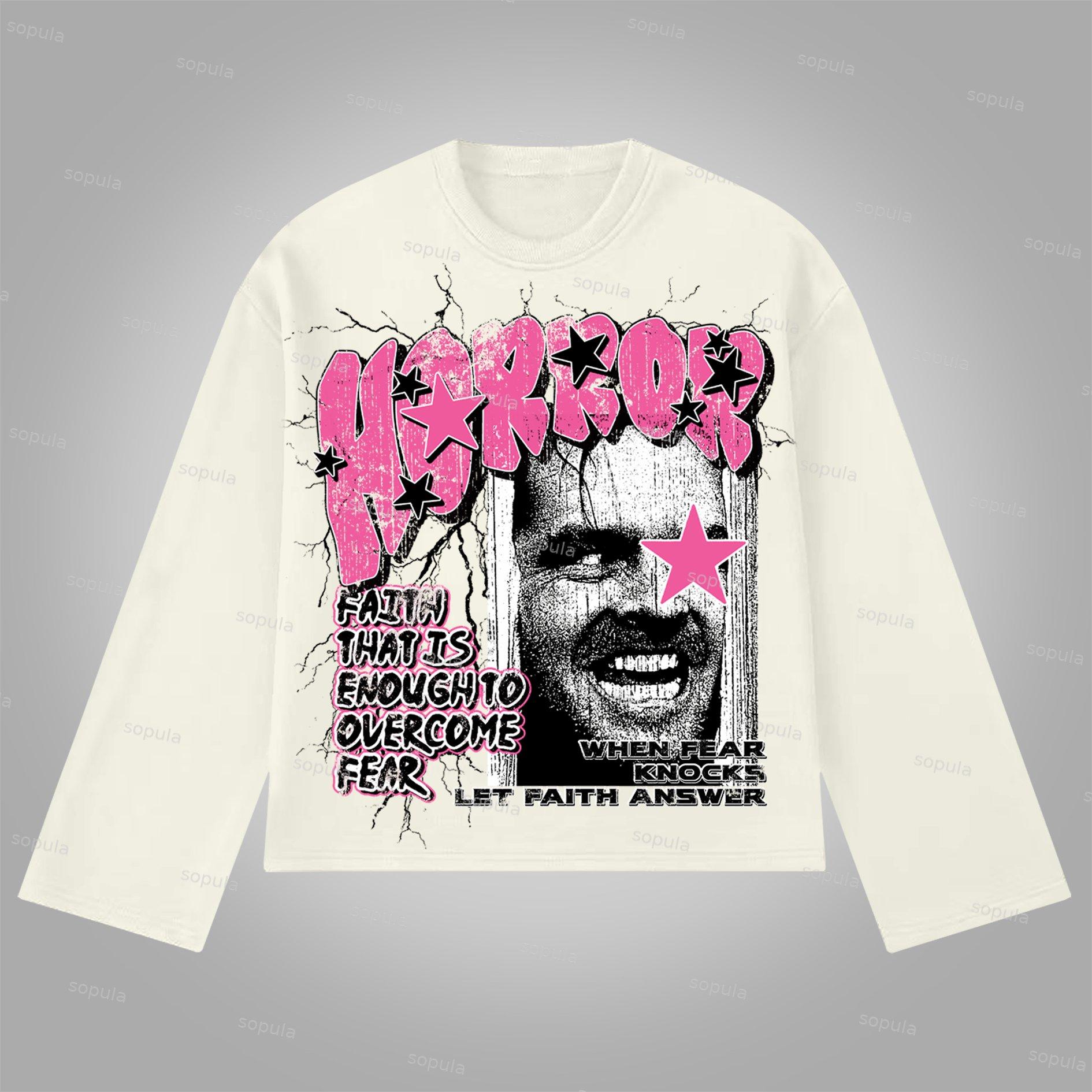 Sopula Shining - Faith Over Fear Graphics Cotton Long Sleeve T-Shirt Product Image