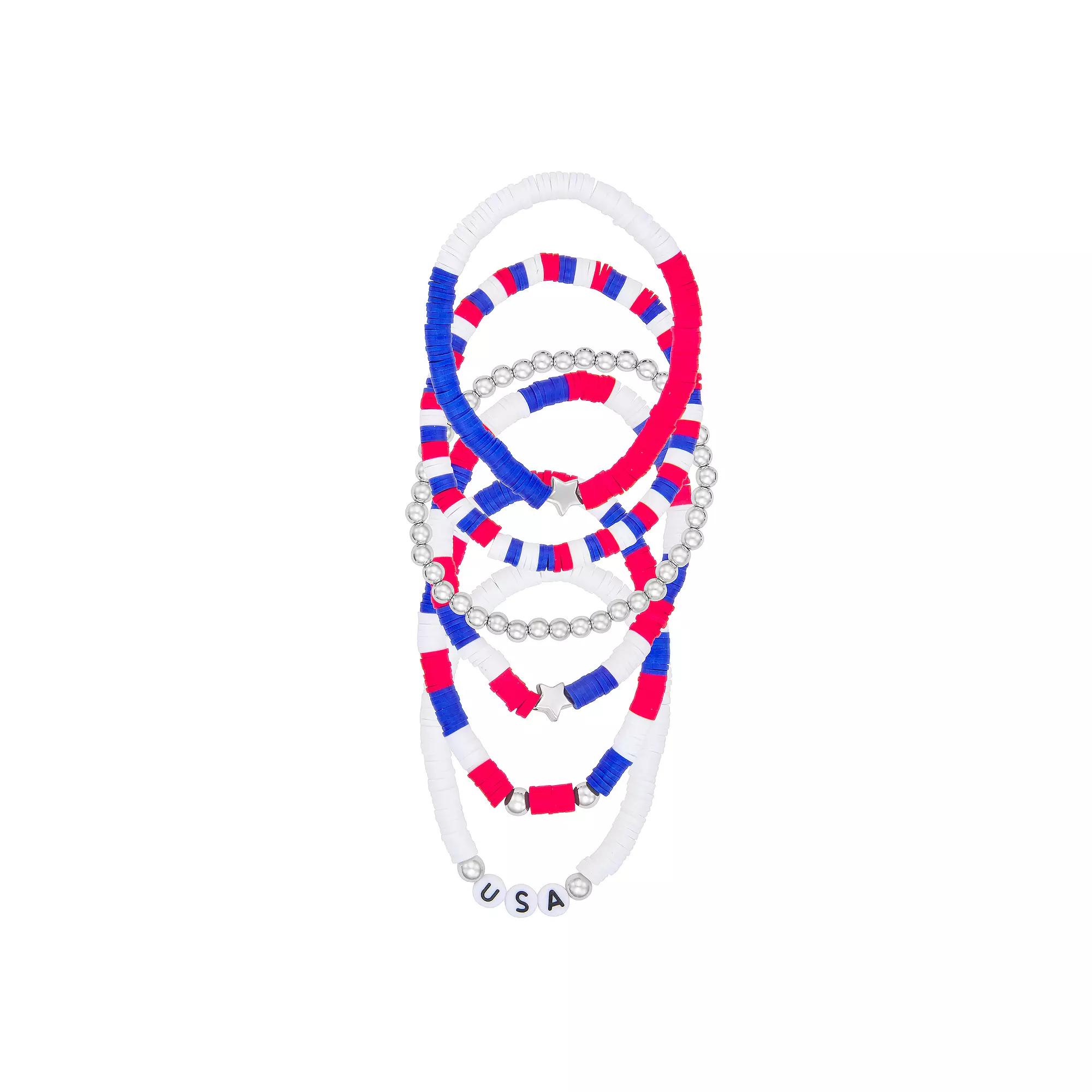 Patriotic Stretch Bracelet 6-piece Set, Women's, Multi Product Image