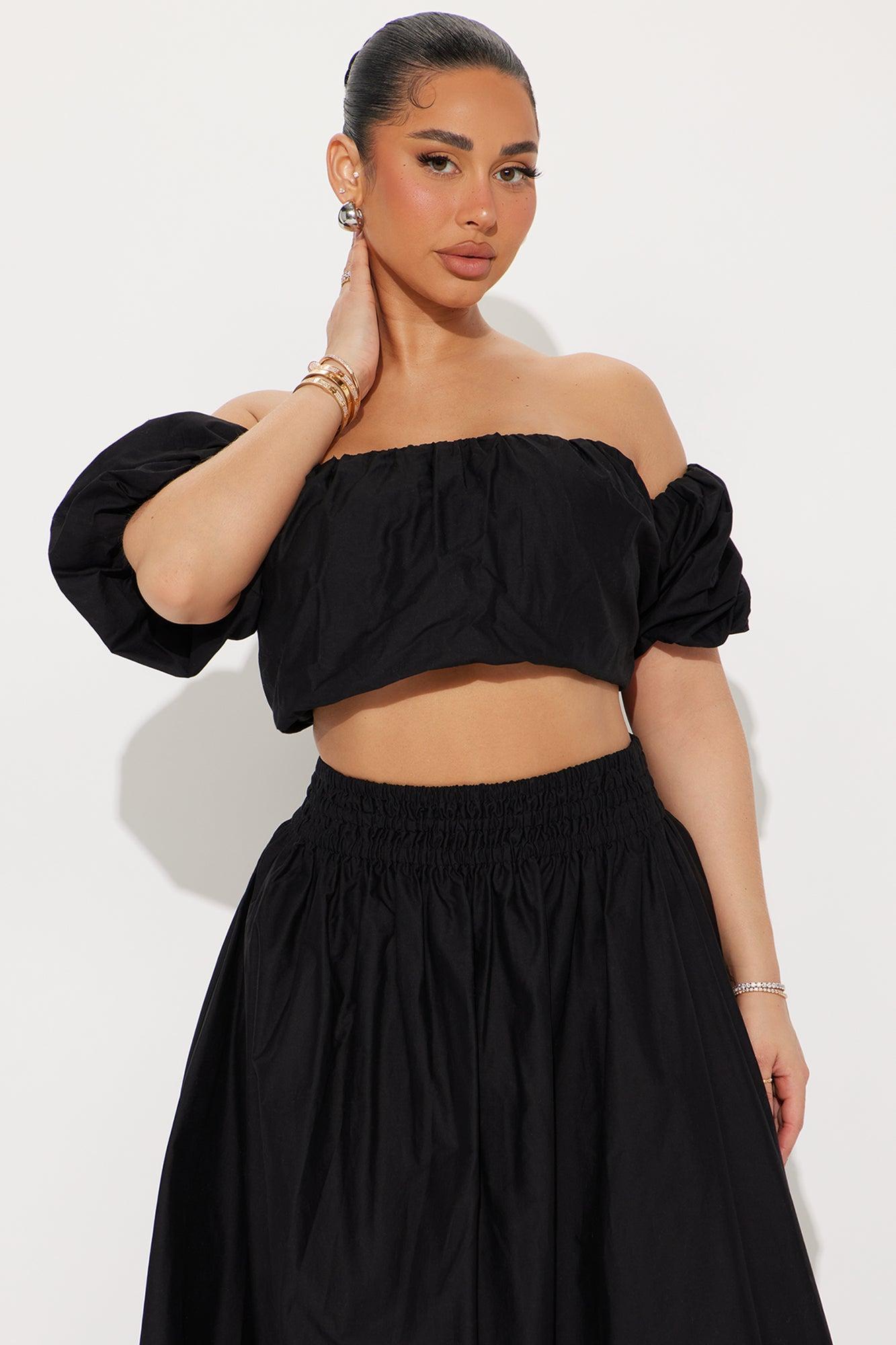 Wandering Daydreams Midi Skirt Set - Black Product Image