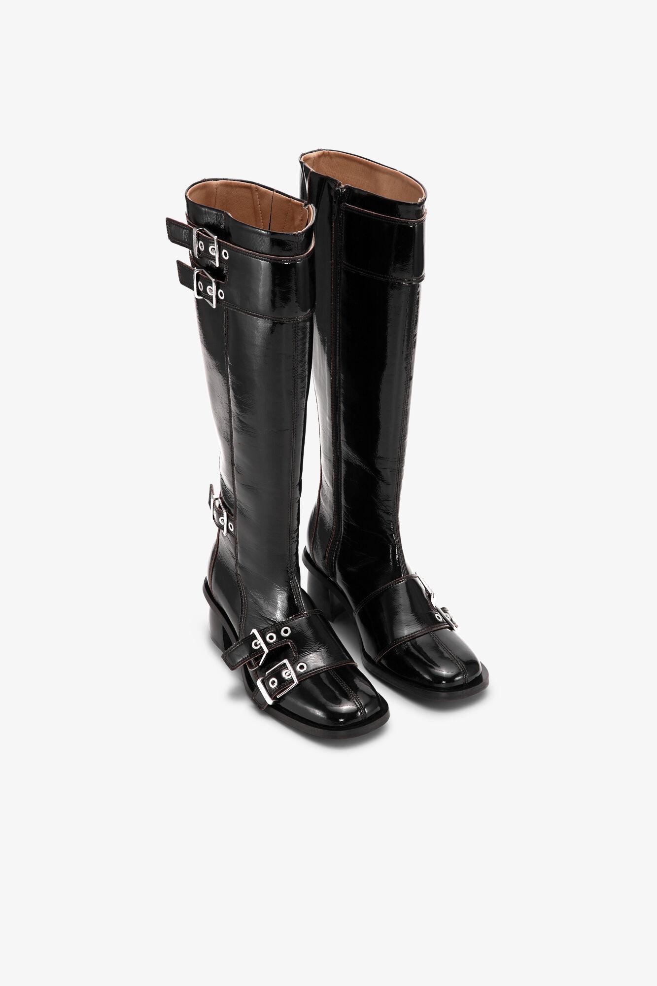 Black Feminine Buckle High Boots Product Image