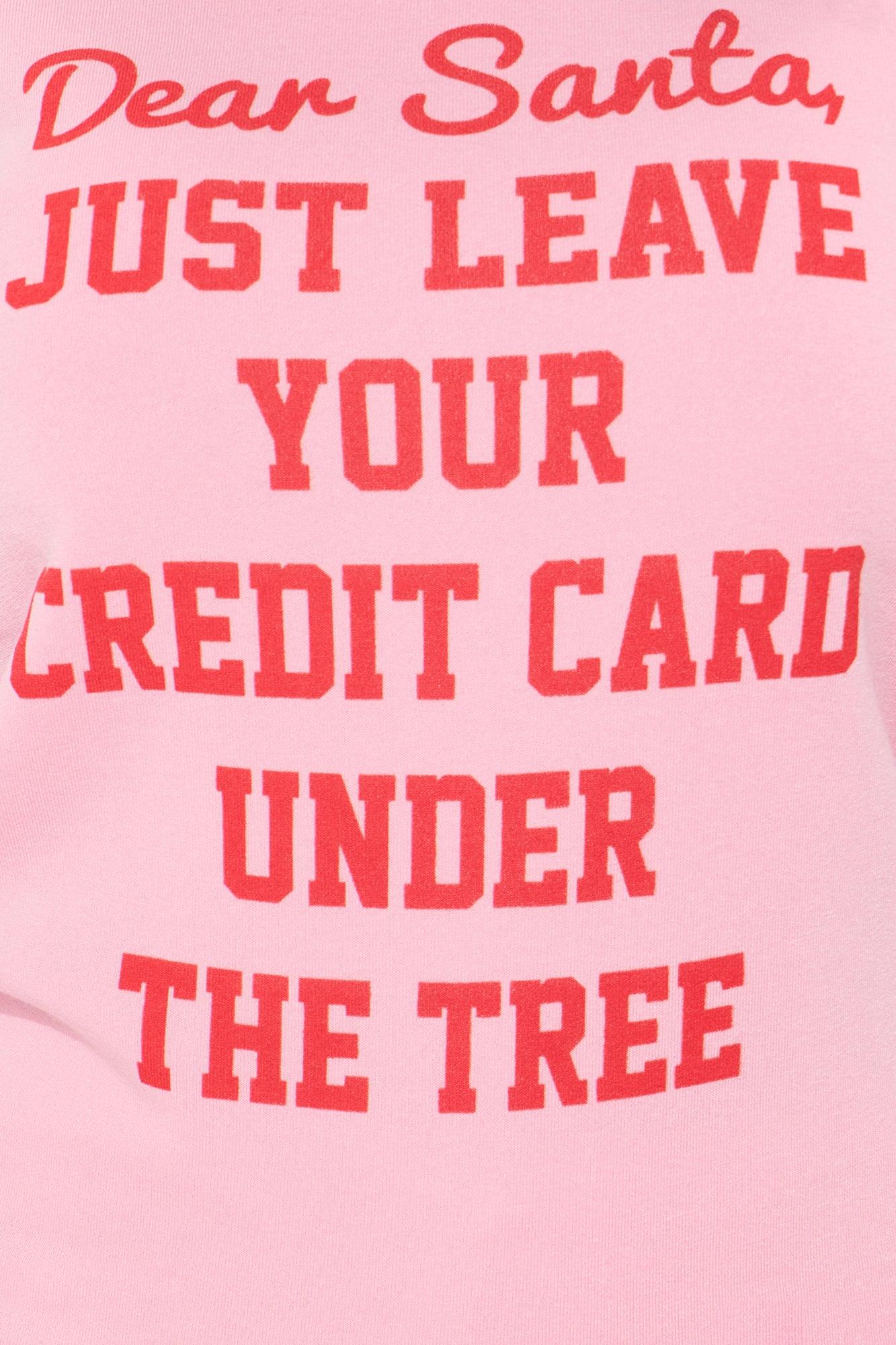 Santa's Credit Card Crew Neck PJ Jogger Set - Pink/combo Female Product Image