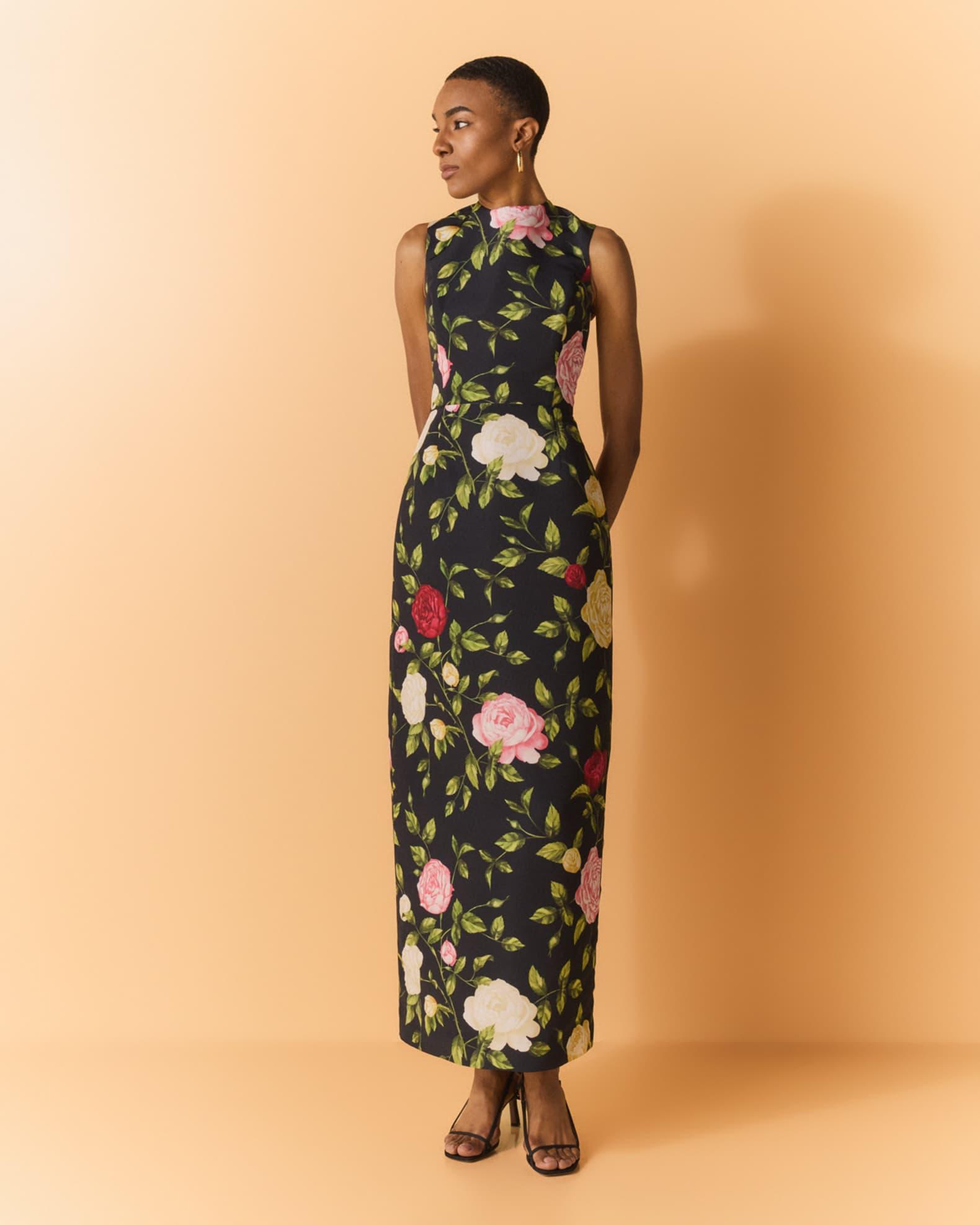 Rose Print Faille Dress Product Image