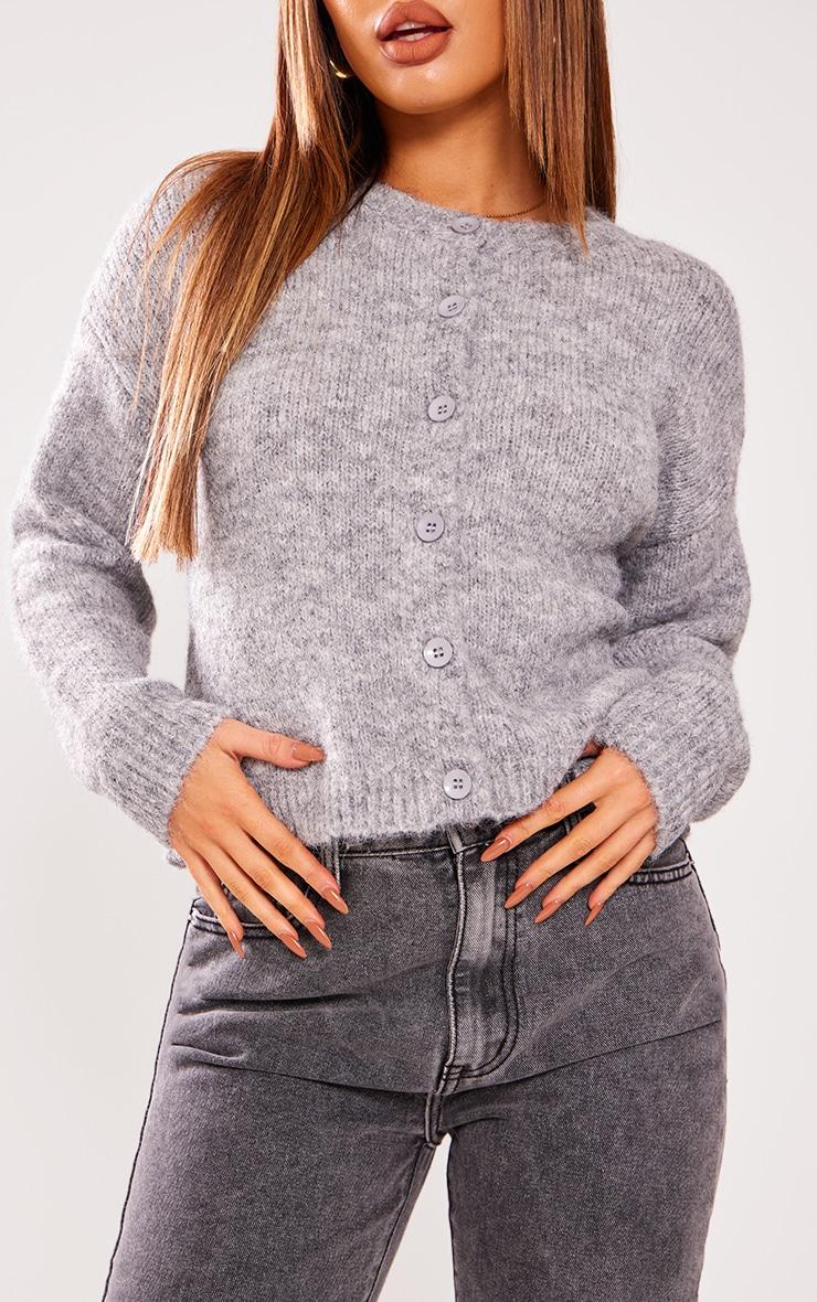 Petite Grey Marl Knitted Cardigan Product Image