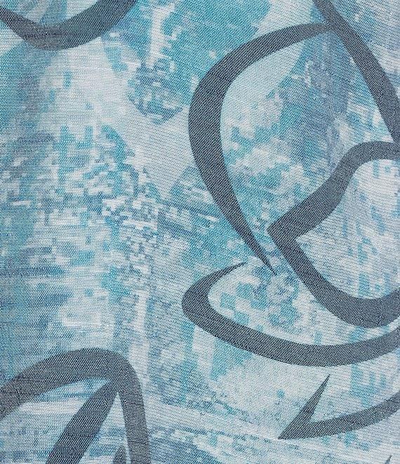 Ali Miles Woven Abstract Floral Print Point Collar 3/4 Sleeve Hi-Low Hem Tunic Product Image