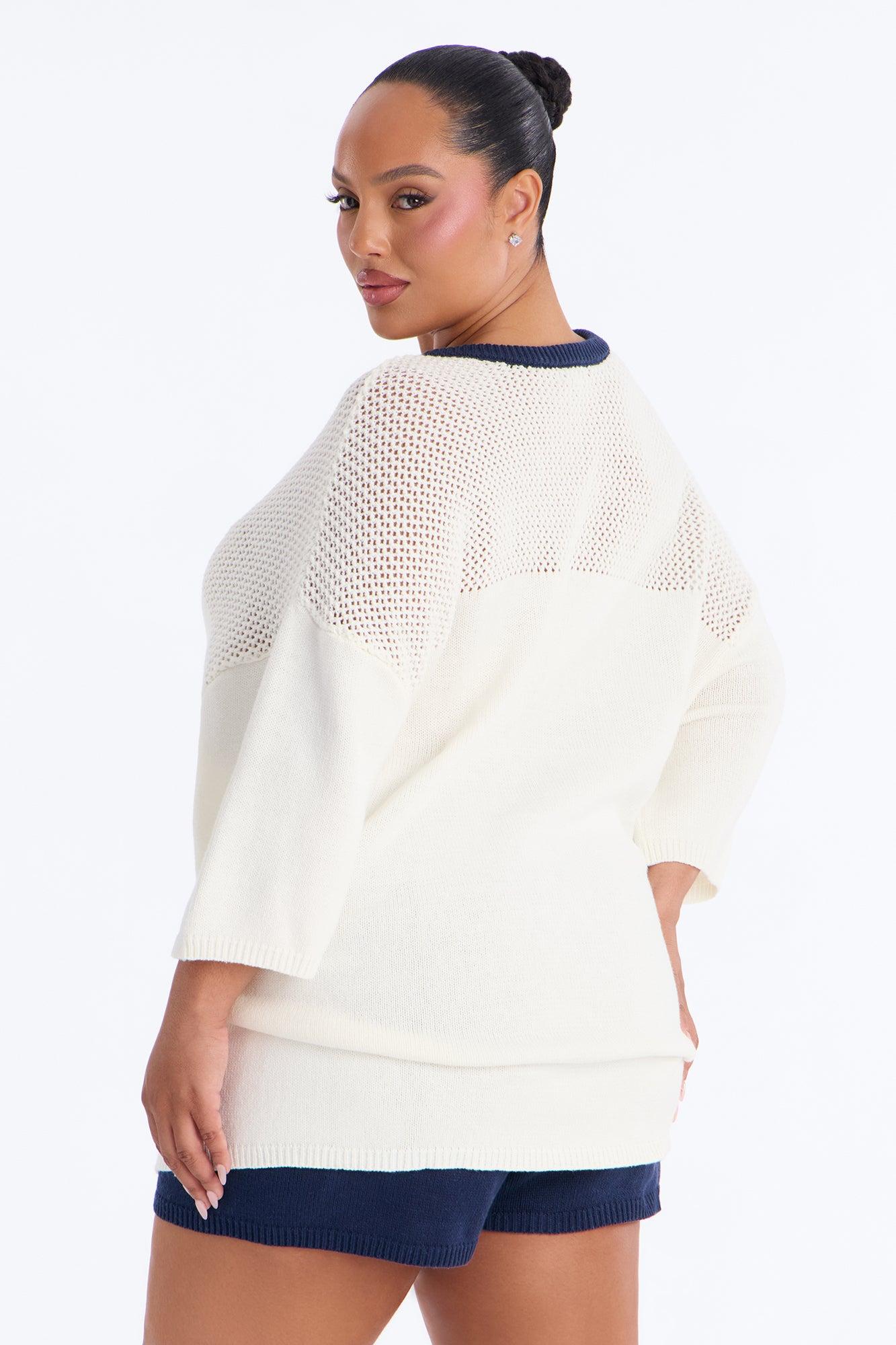 95 Crochet Biker Short Set - Cream Female Product Image