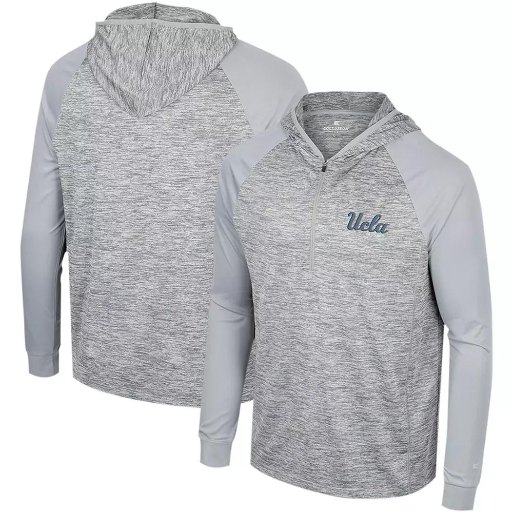 Men's Colosseum Gray UCLA Bruins Cybernetic Raglan Quarter-Zip Hooded Top,  Product Image