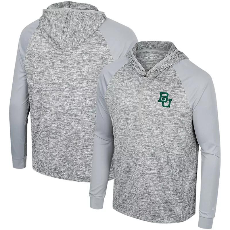 Men's Colosseum Gray Michigan State Spartans Cybernetic Raglan Quarter-Zip Hooded Top,  Product Image