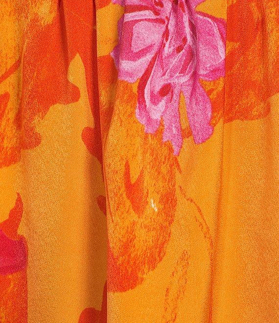 C&V Chelsea & Violet Hibiscus Floral Square Neck Sleeveless Smocked Coordinating Tank Top Product Image