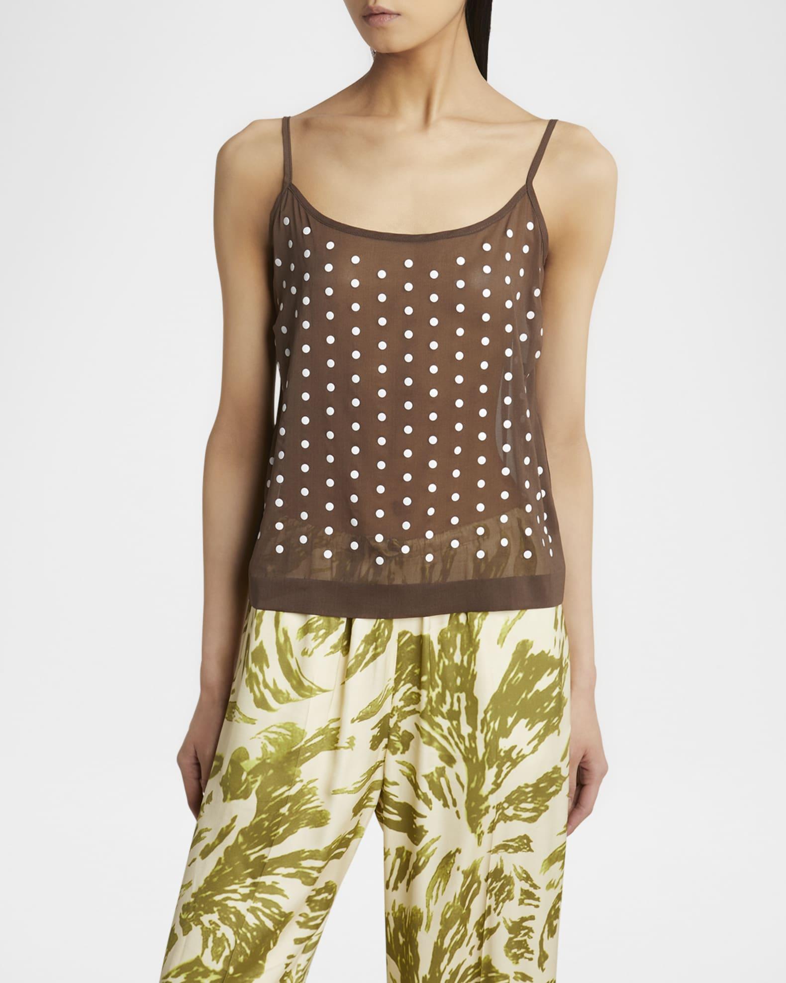 Calipso Polka-Dot Printed Sheer Cami Top Product Image