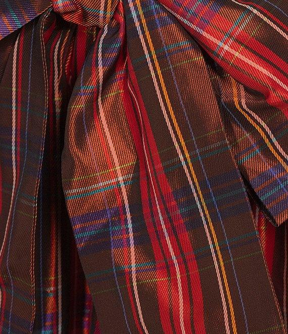 Trina Turk Kalina Playful Plaid Taffeta Tie Waist High Low Skirt Product Image