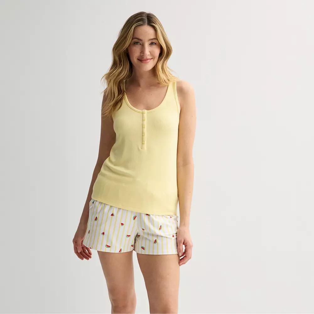 Women's Sonoma Goods For Life® 2-pc. Pajama Tank Top & Pajama Shorts Set, Size: XL, Yellow Watermelon Product Image