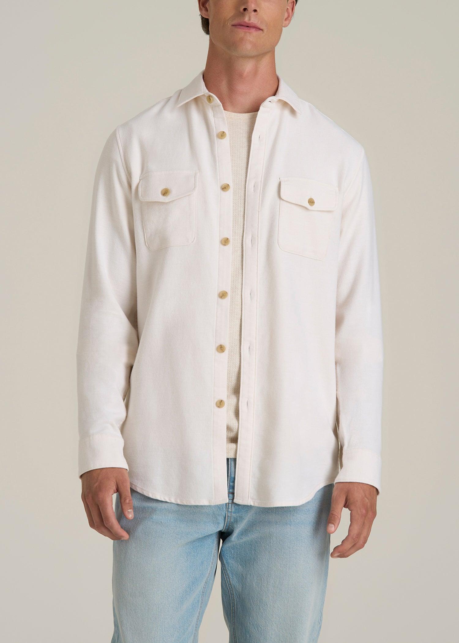Everyday Comfort Terry Overshirt for Tall Men in White Swan Male Product Image