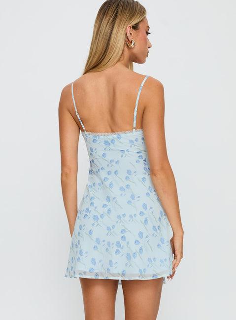 Valencia Mini Dress Blue / Floral Product Image