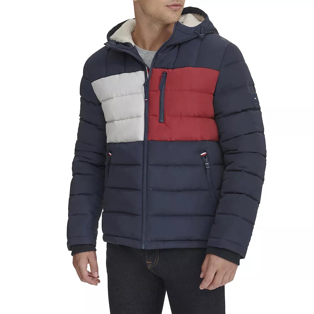 Men's Tommy Hilfiger Hooded Puffer Jacket with Sherpa Lined Hood,  Product Image
