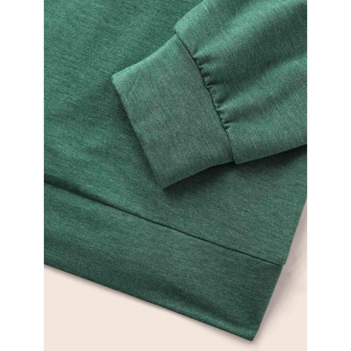 Plus Size Festive Cat And Pumkin Raglan Sweatshirt Women Emerald Casual Non Round Neck Everyday Sweatshirts BloomChic 22-24/3X Product Image