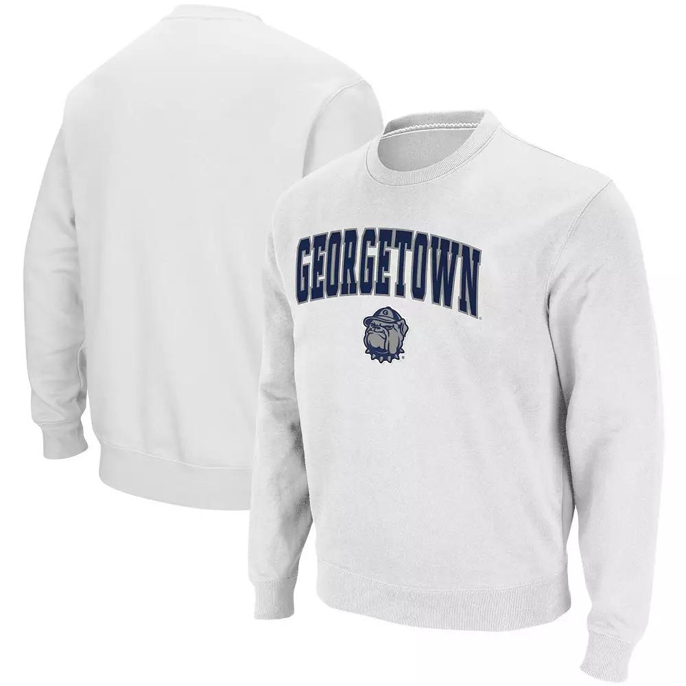 Men's Colosseum White Georgetown Hoyas Arch & Logo Tackle Twill Pullover Sweatshirt,  Product Image