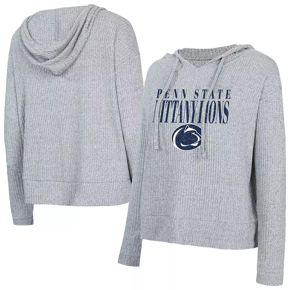 Women's Concepts Sport Heather Gray Penn State Nittany Lions Juniper Soft Modest Cropped Long Sleeve Hoodie T-Shirt, Size: Large, Grey Product Image