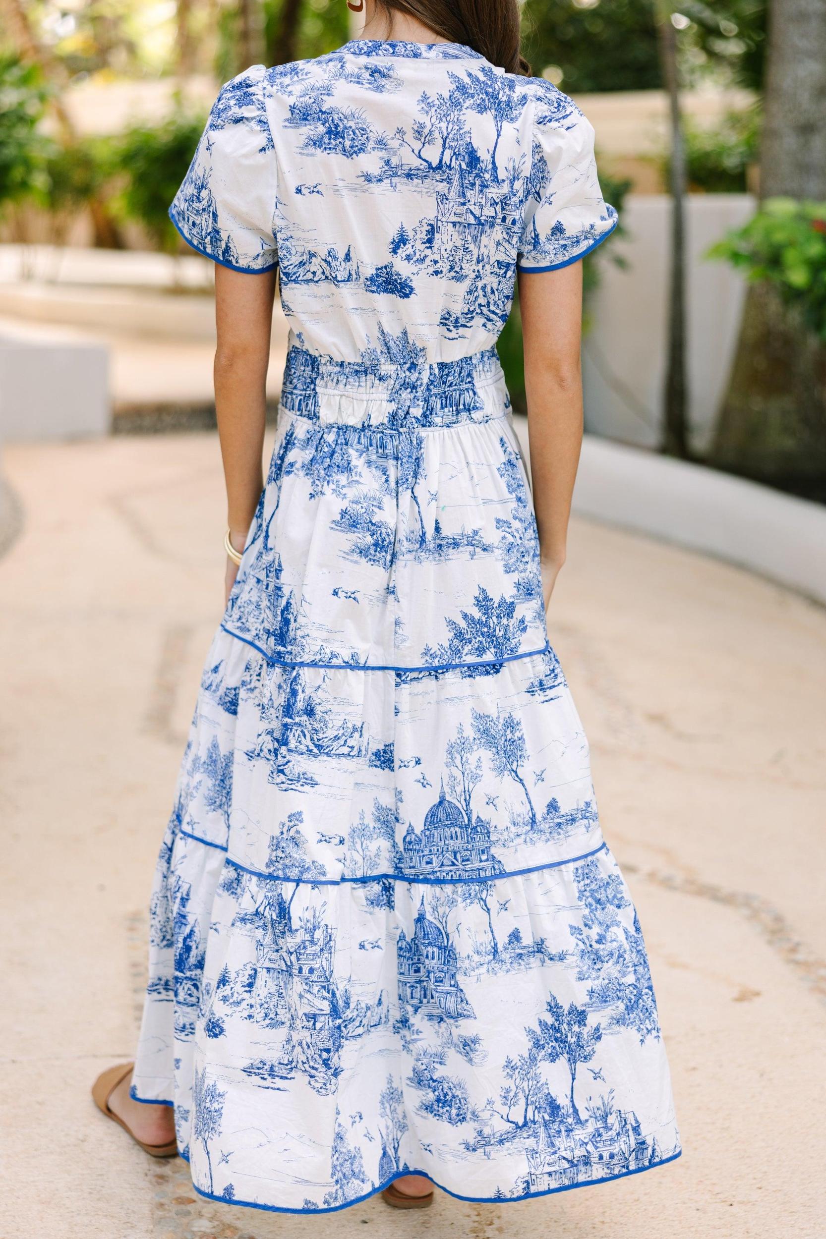 Share Your Happiness Blue Toile Maxi Dress Female Product Image