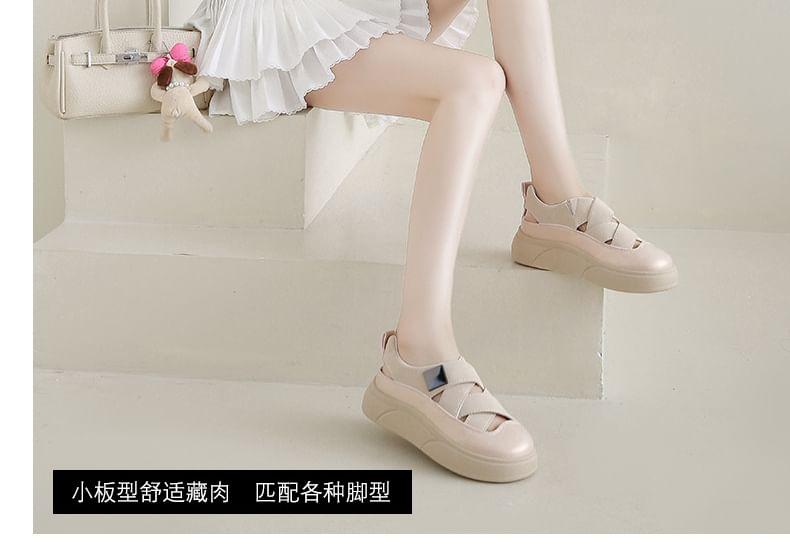 Studded Cross Strap Platform Slip-Ons Product Image