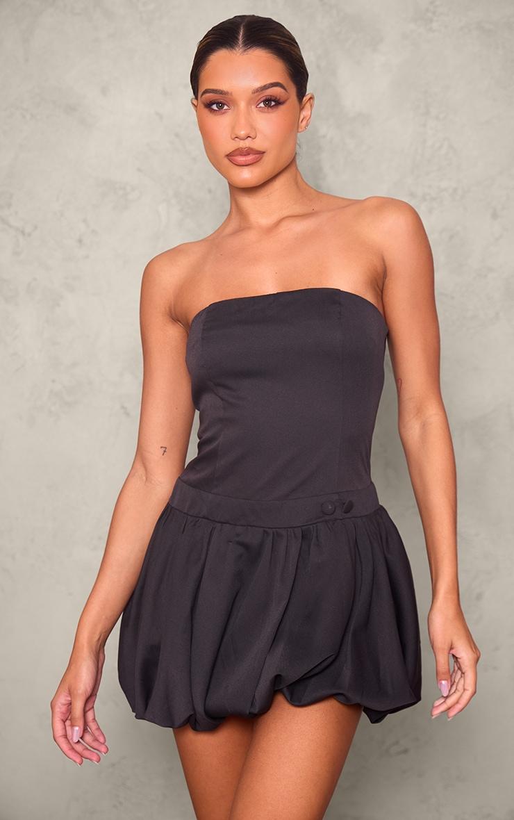 Black Bandeau Boned Puffball Mini Dress Product Image