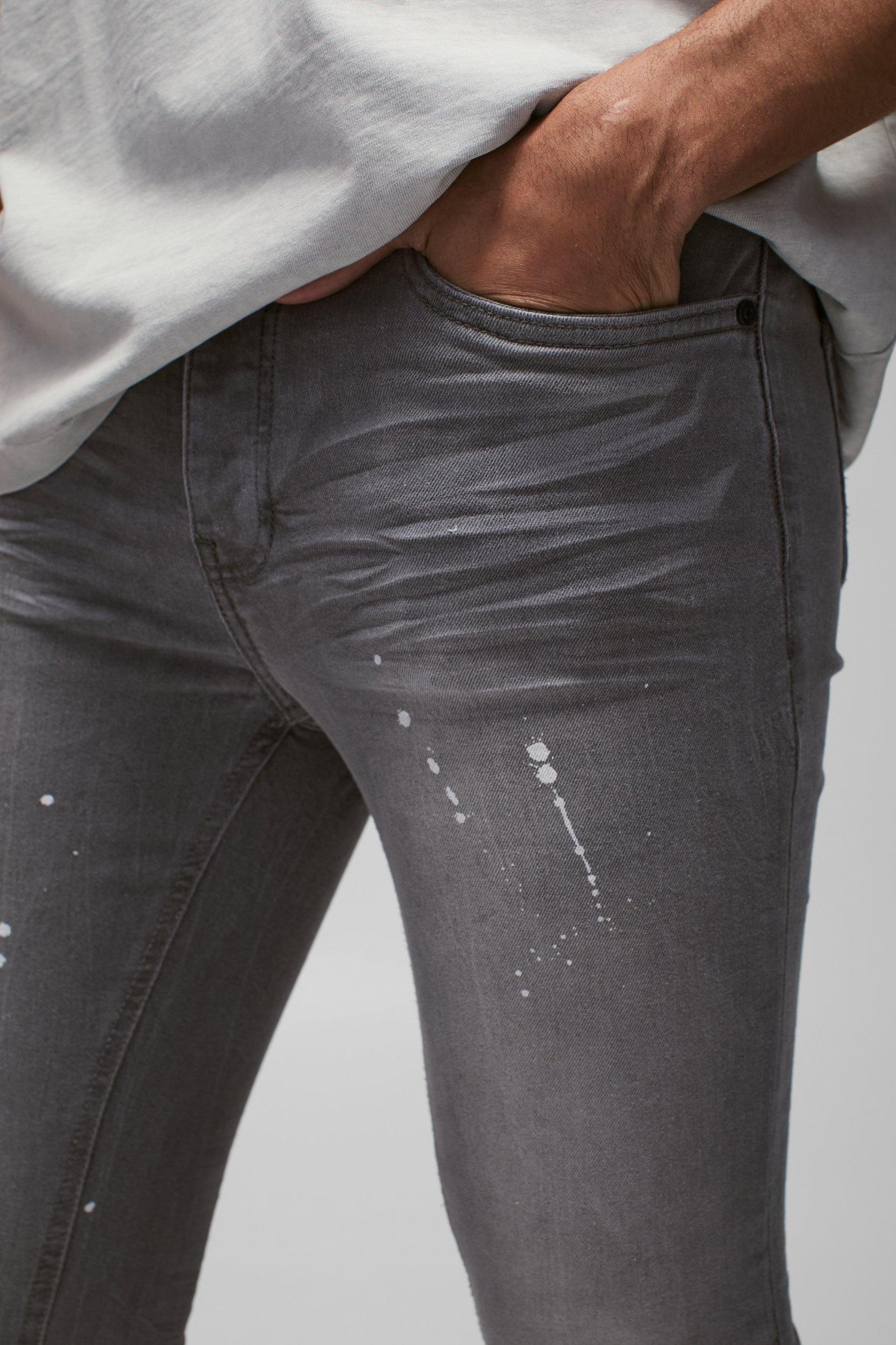 Super Skinny Stretch Ripped Jean In Dirty Wash | boohooMAN USA Product Image