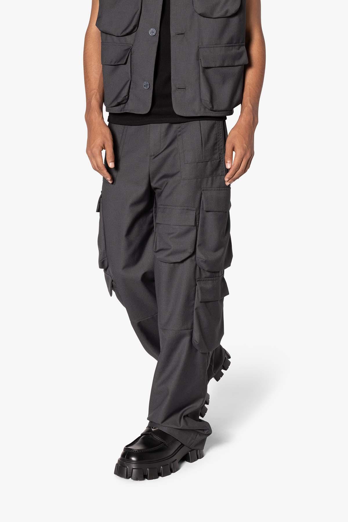 Bonded Gabardine Cargo Pants - Grey Product Image