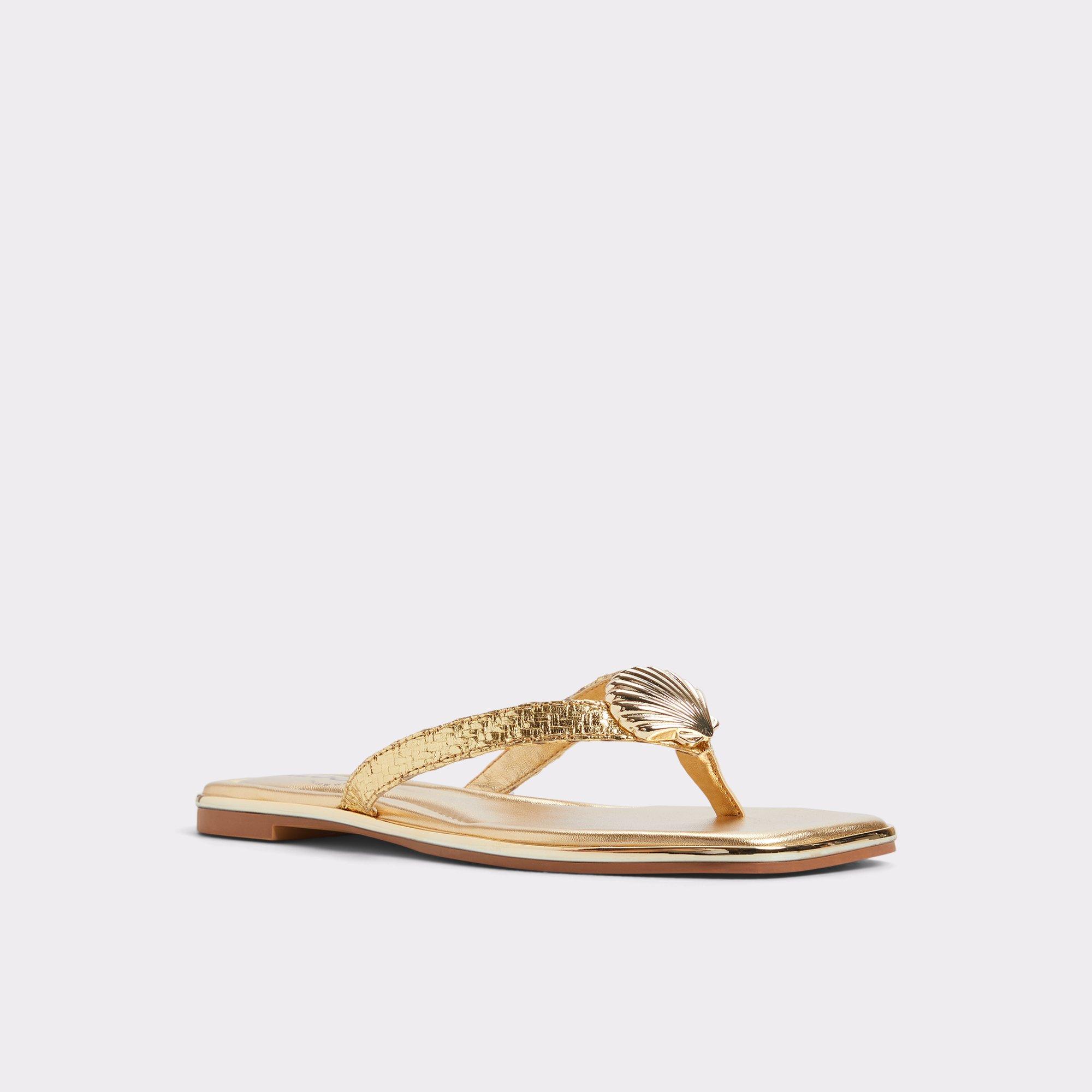 ALDO Conchiglia - Women's Flat Sandals - Gold, Size 6 Product Image