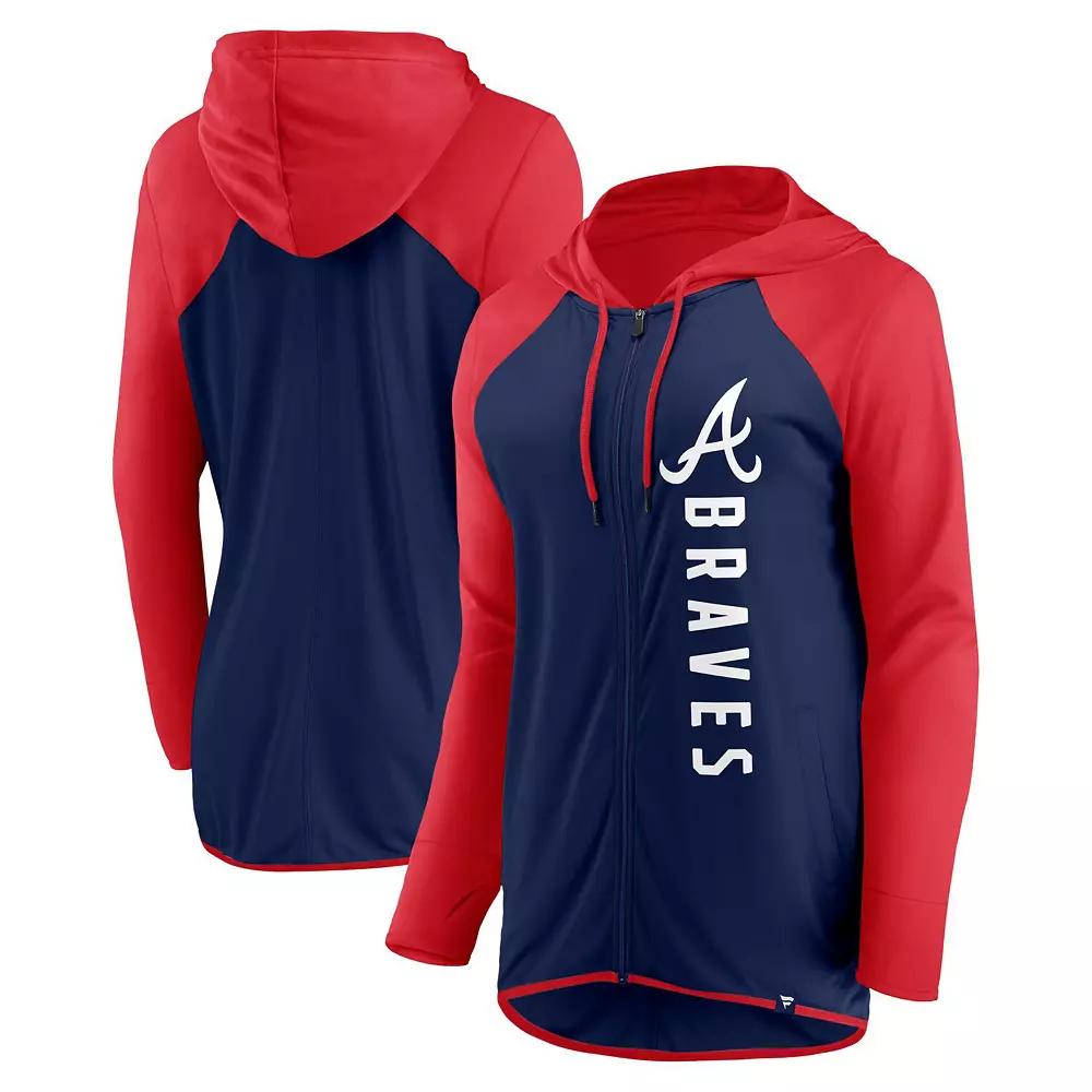 Women's Fanatics Branded Navy/Red Atlanta Braves Forever Fan Full-Zip Hoodie Jacket, Size: XS, Blue Product Image