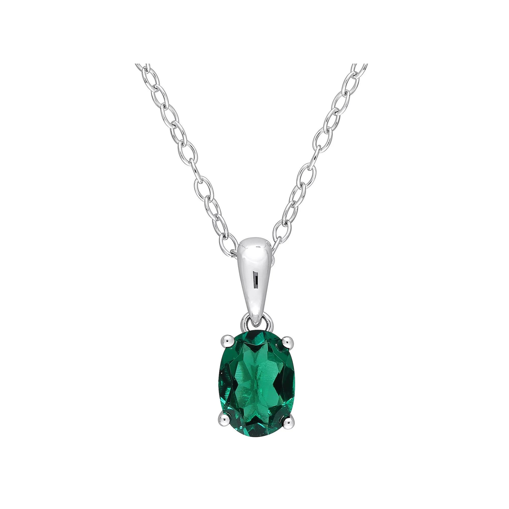 Stella Grace Sterling Silver & Gemstone Oval Stud Pendant Necklace, Women's,  Product Image
