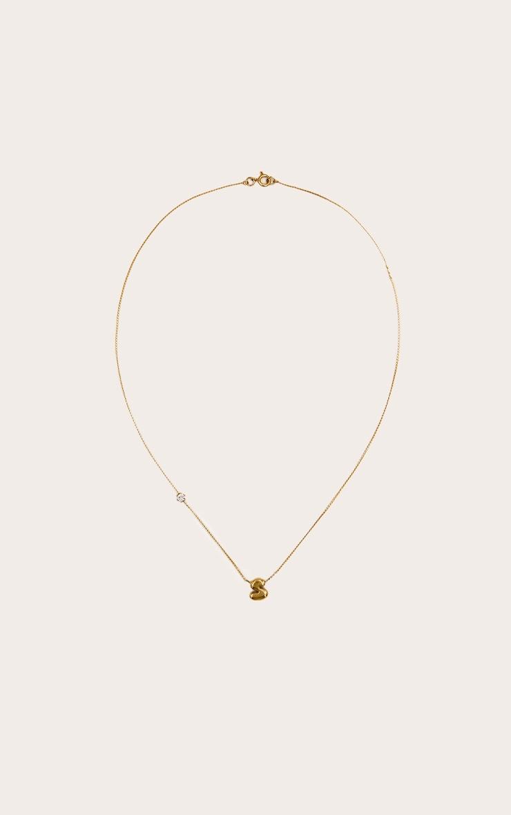 Gold Water Resistant Bubble Initial S Necklace Product Image
