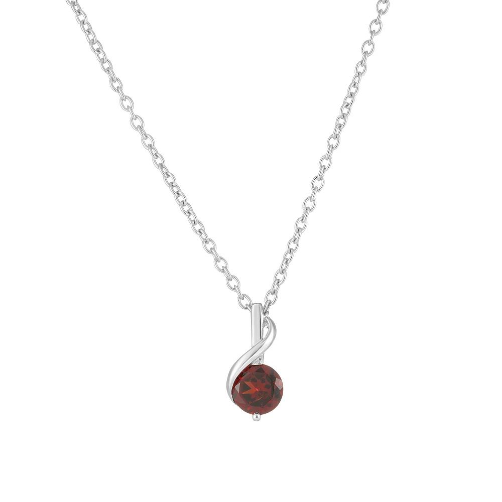Sterling Silver Garnet Pendant Necklace, Women's, Size: 18" Product Image