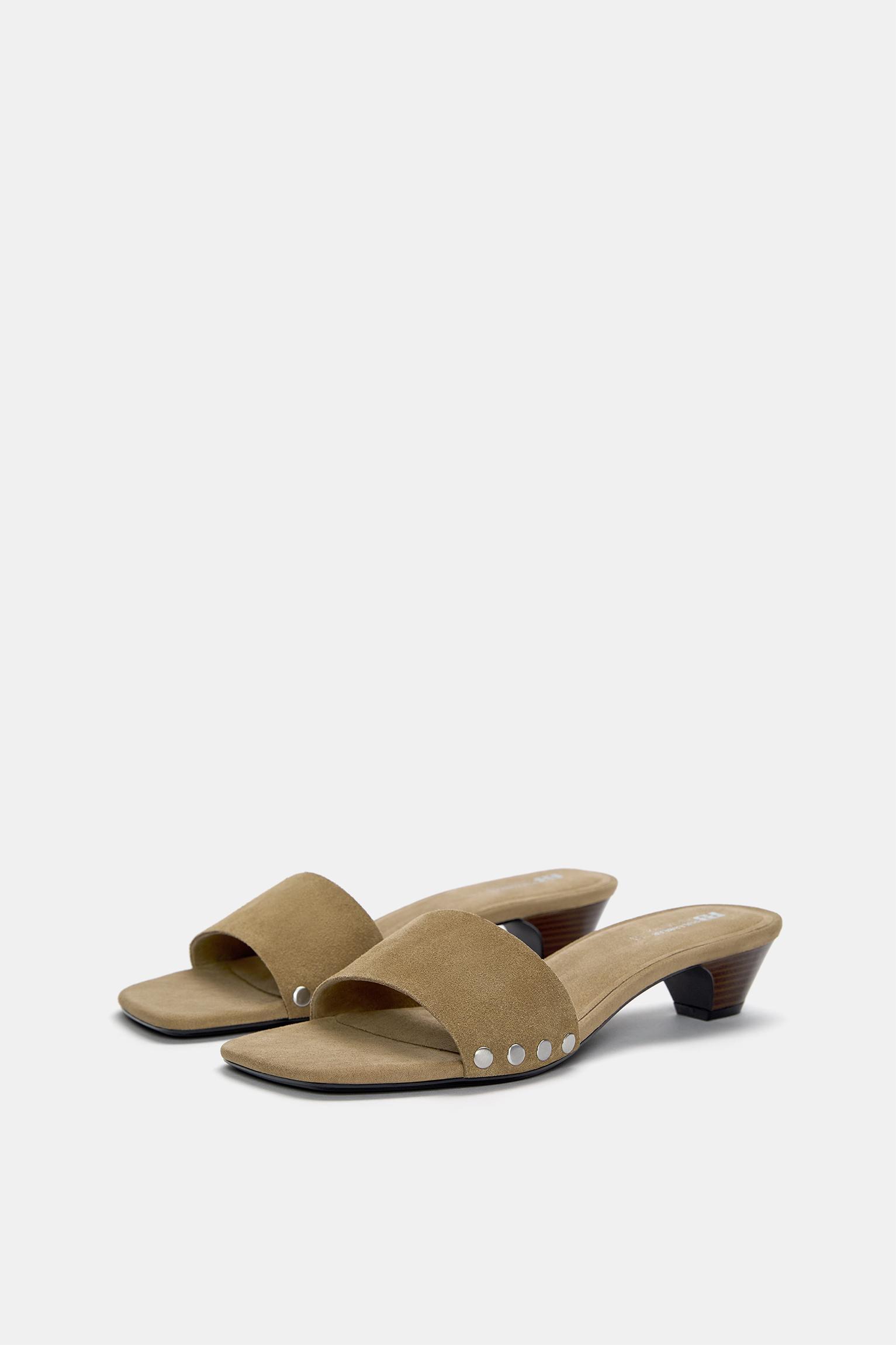 Studded leather heeled sandals Product Image