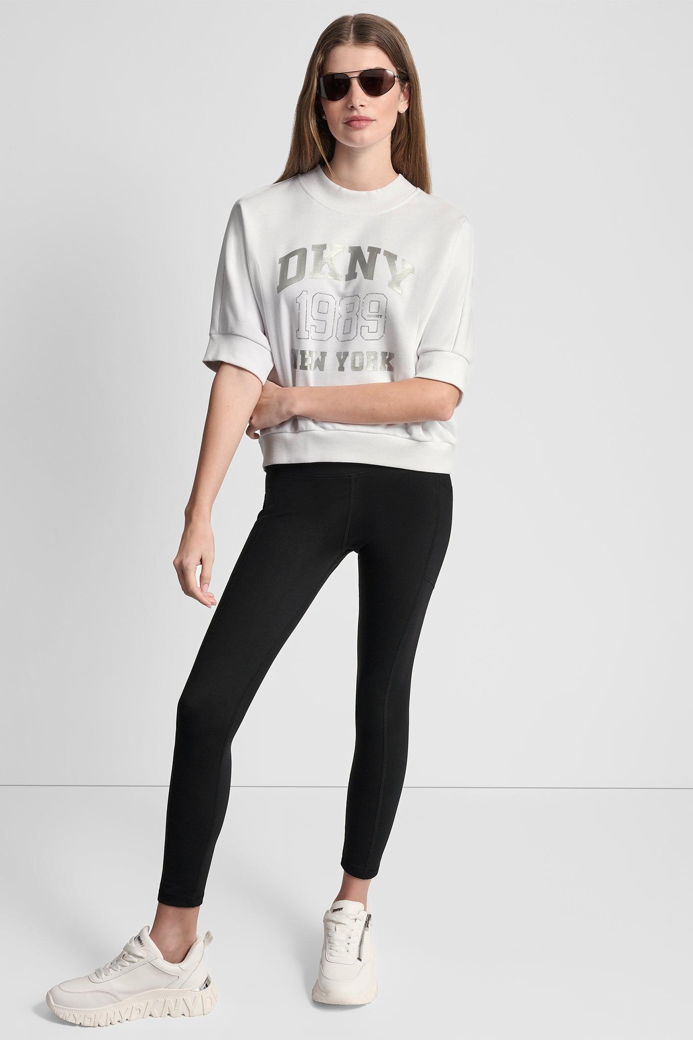 COTTON-BLEND TERRY SHORT SLEEVE LOGO HIGH-LOW TEE Product Image