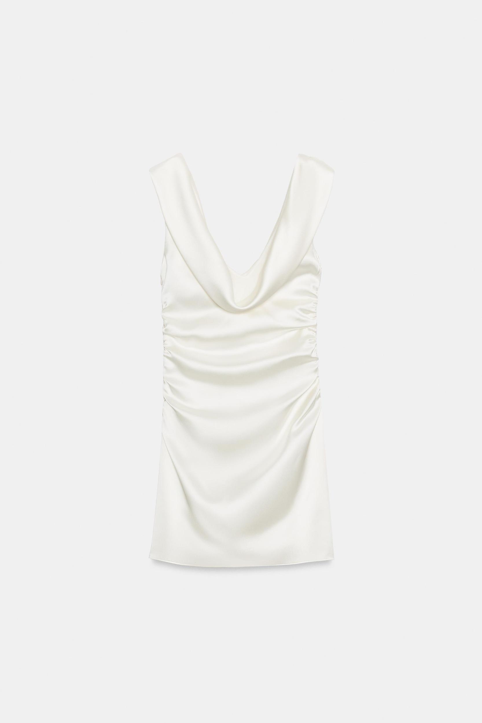 DRAPED SATIN MINI DRESS Product Image