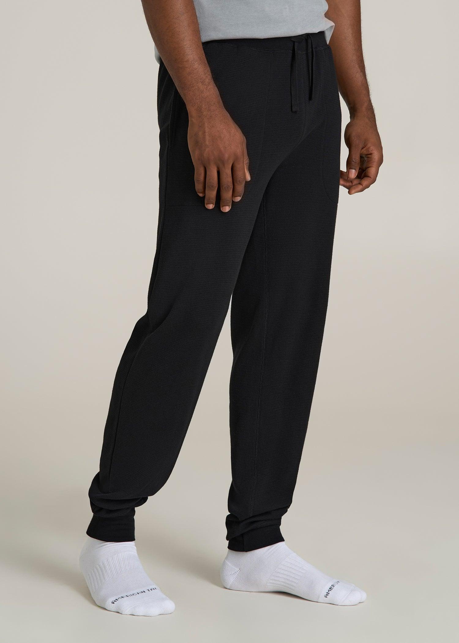 Waffle-Knit Lounge Jogger for Tall Men in Black Male Product Image