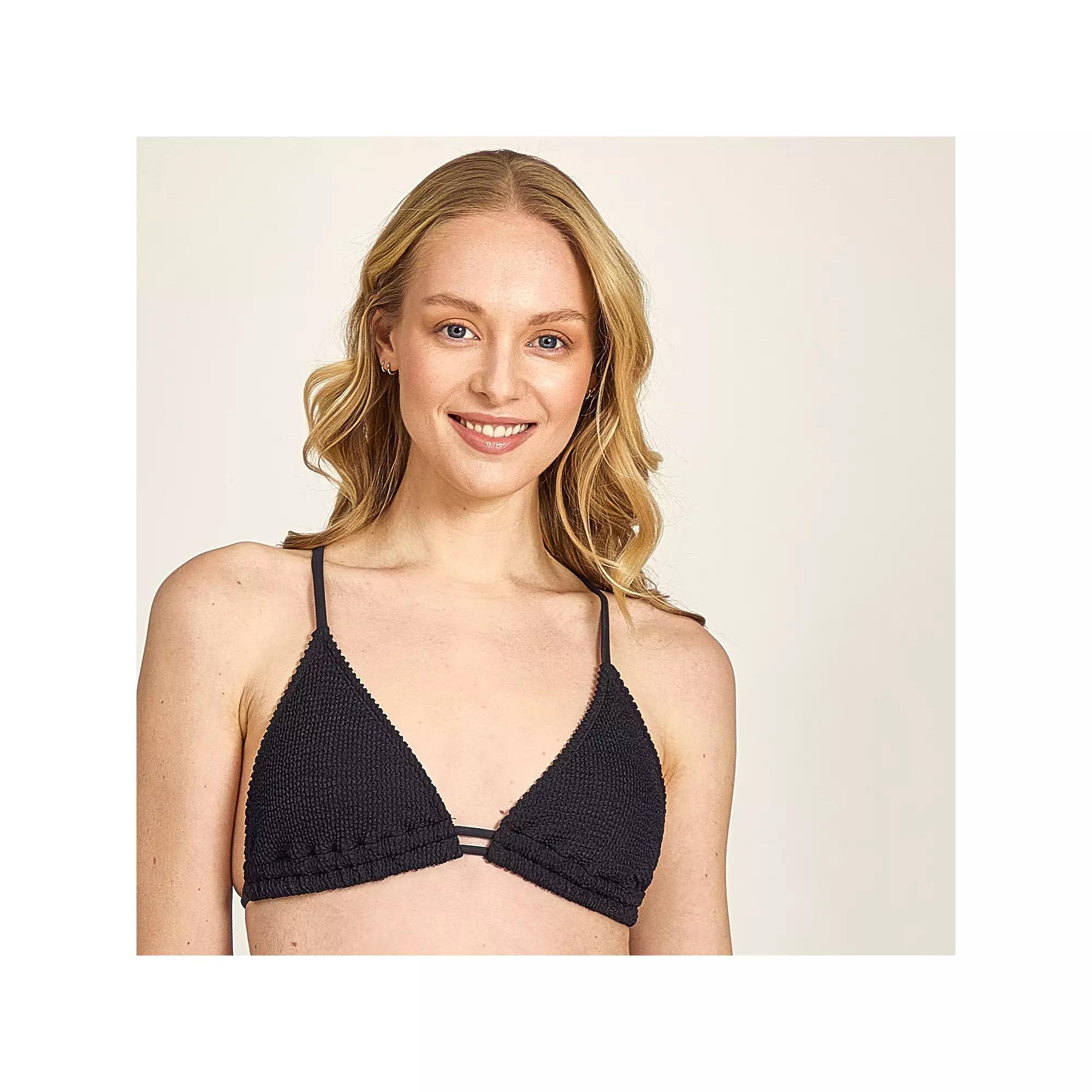 Juniors' Cyn & Luca Pucker Tess Triangle Bikini Top, Women's,  Product Image