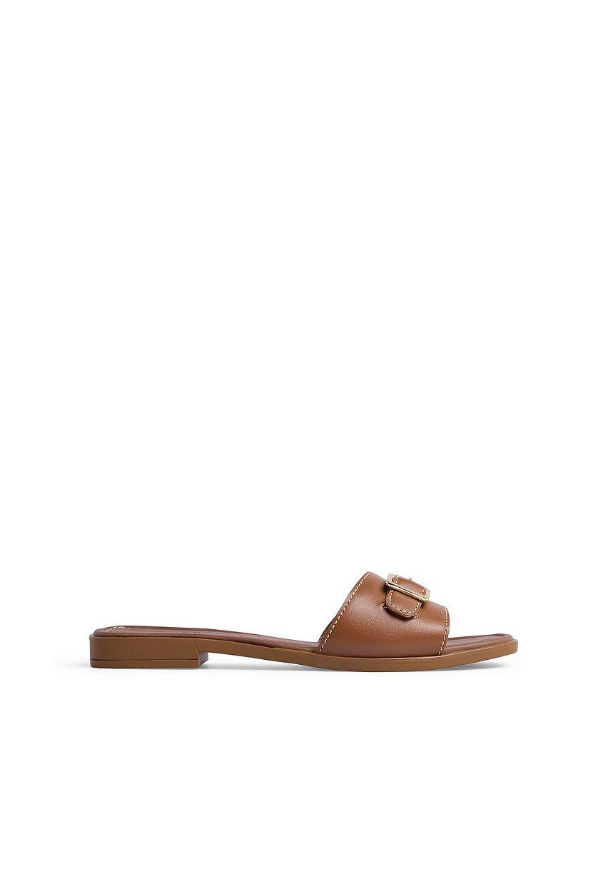 Leather Buckle Slippers Product Image